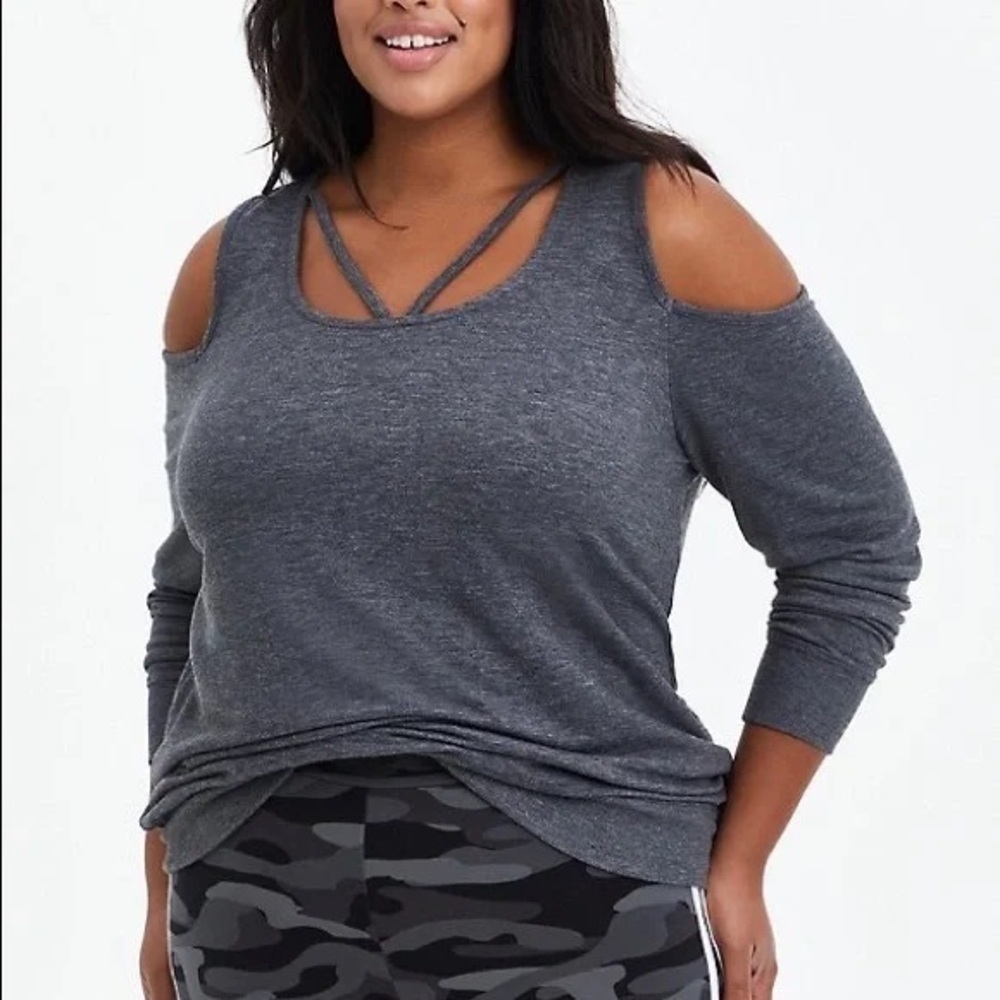 Torrid 1 Gray Cold Shoulder Sweatshirt